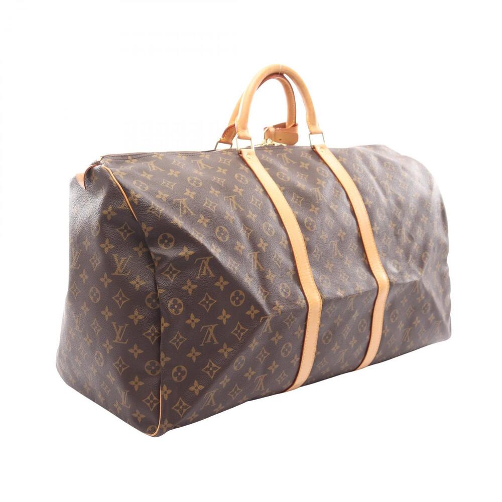 Louis Vuitton Boston Monogram Leather Keepall Bag Brown Canvas Brown